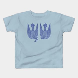 Couple of cute blue peace birds, version 2 Kids T-Shirt